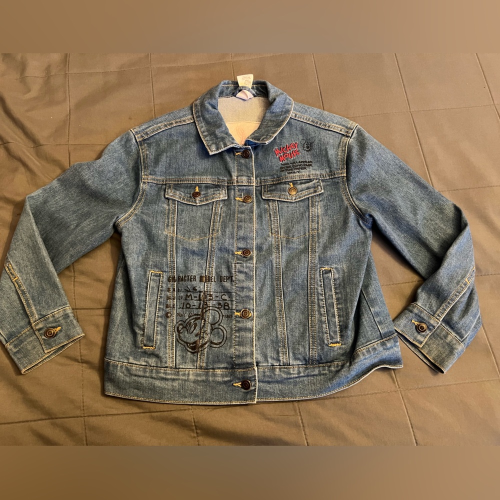 Disney Blue Denim Jacket with Mickey Mouse Embroidery